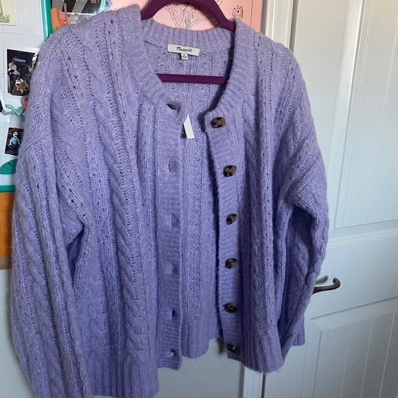 Pointelle Cable Cardigan Sweater 